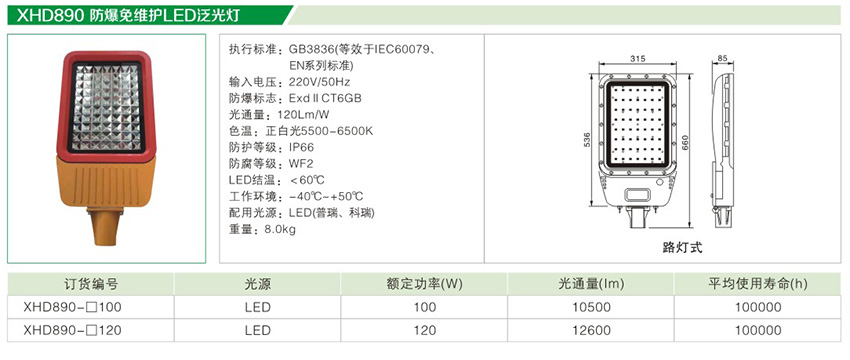 LED泛光灯（XHD890防爆免维护）