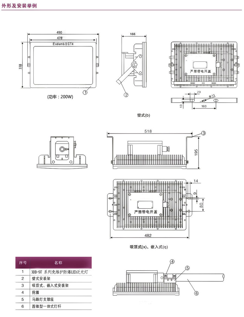 LED泛光灯尺寸图